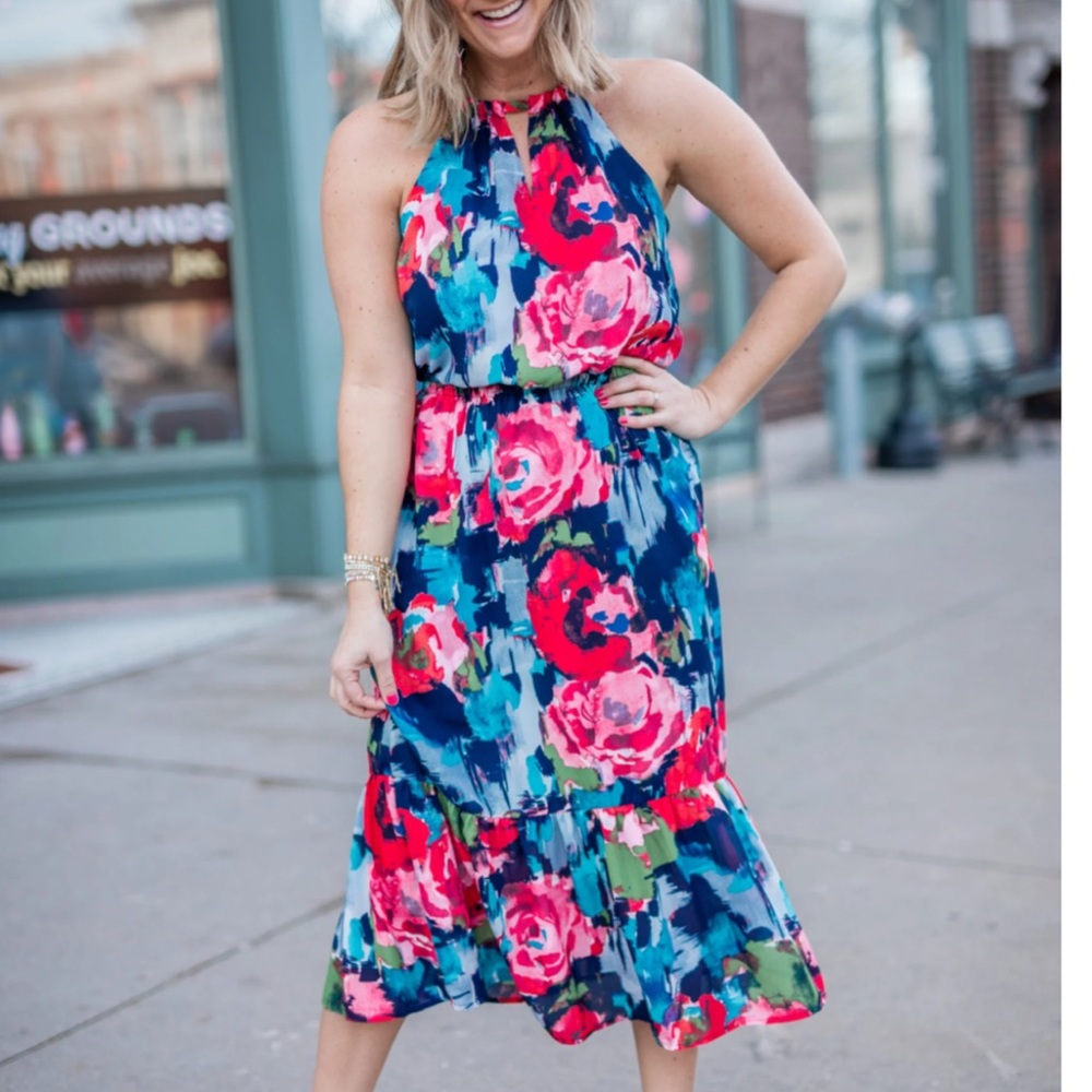 Floral Halter Neck Dress